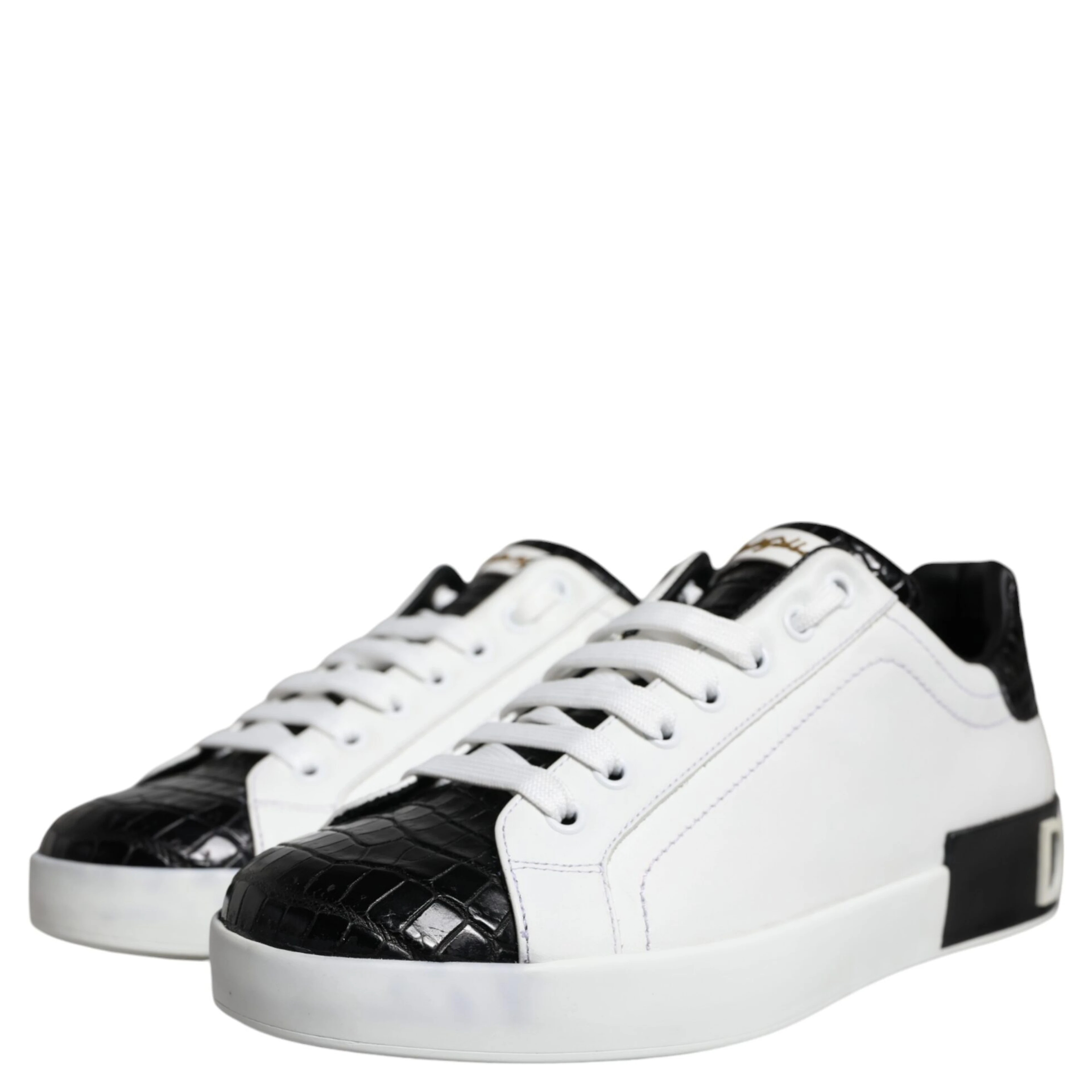 Black Leather Logo Portofino Sneaker Shoes