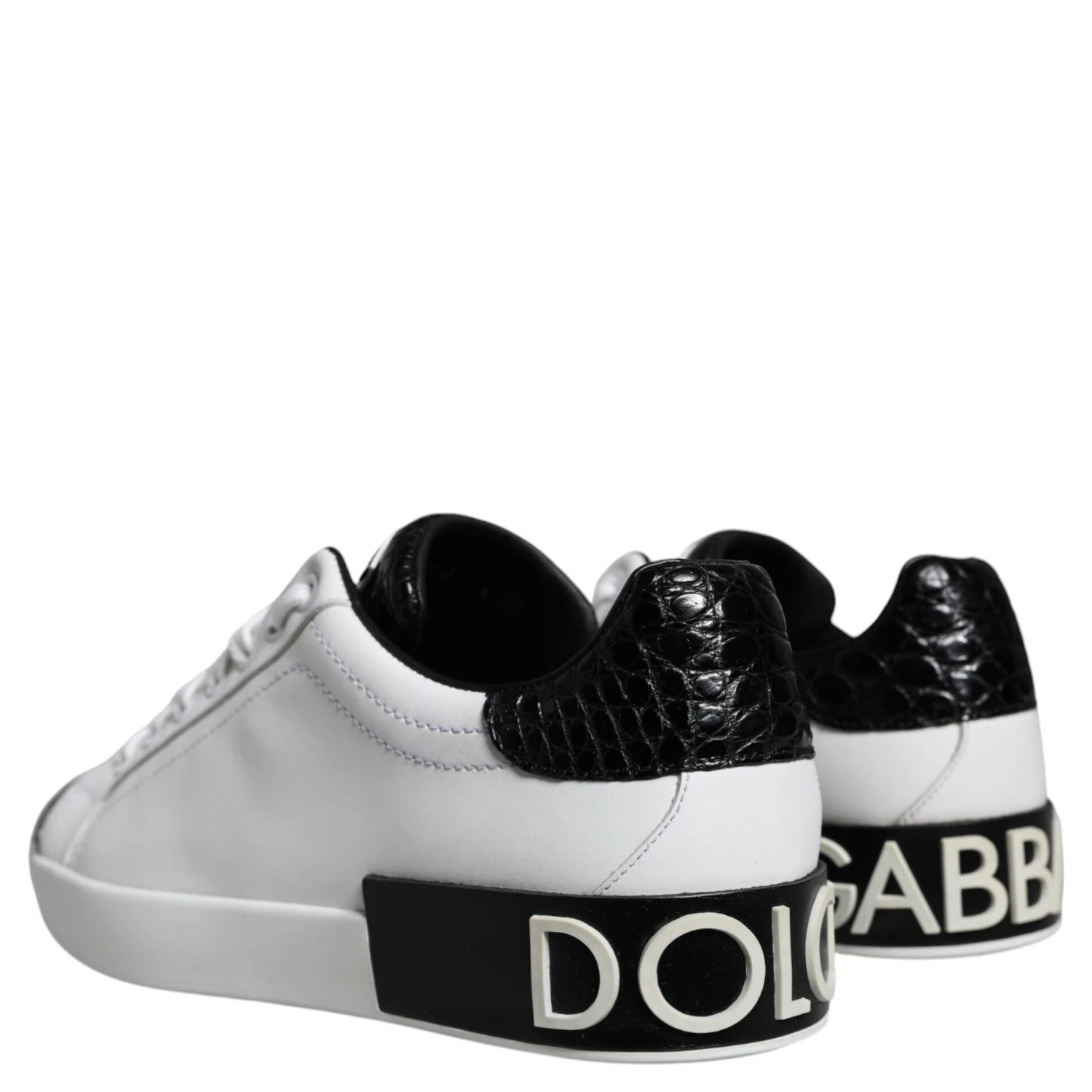 Black Leather Logo Portofino Sneaker Shoes
