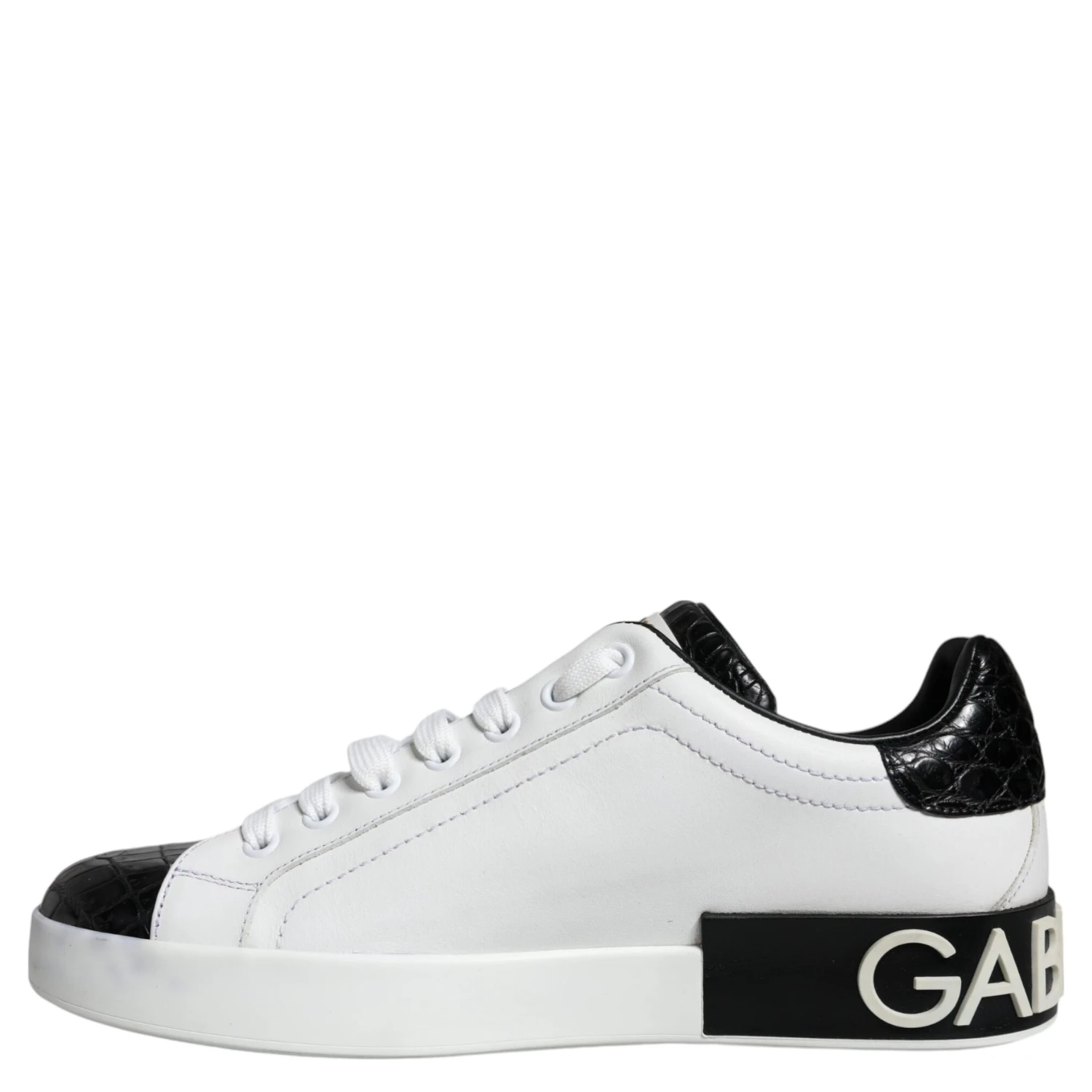 Black Leather Logo Portofino Sneaker Shoes