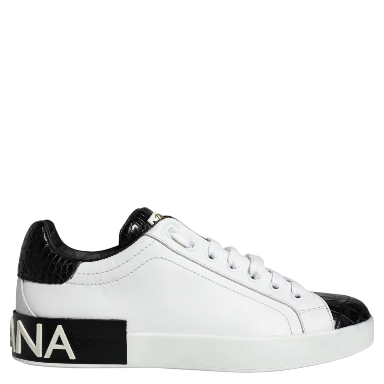 Black Leather Logo Portofino Sneaker Shoes