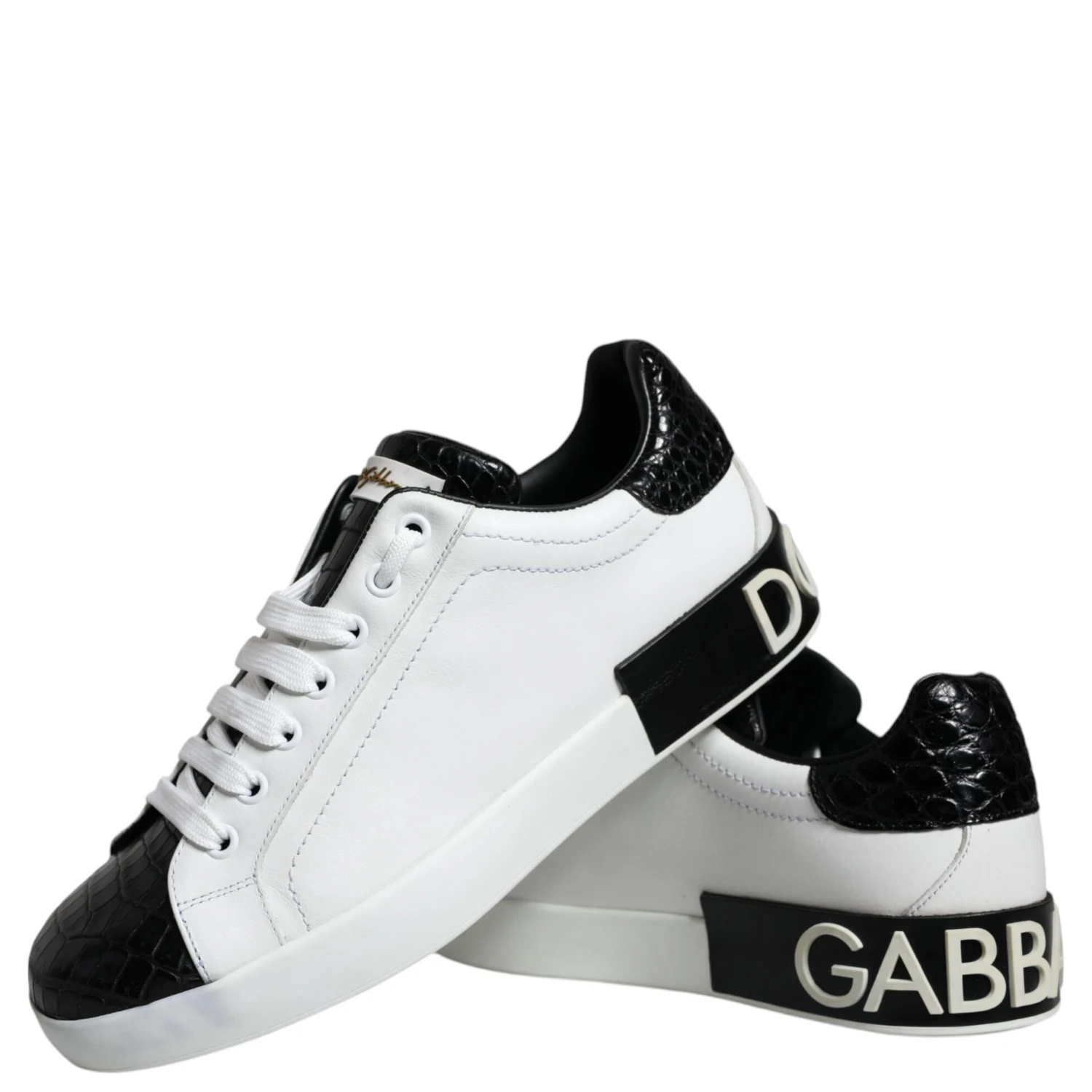 Black Leather Logo Portofino Sneaker Shoes