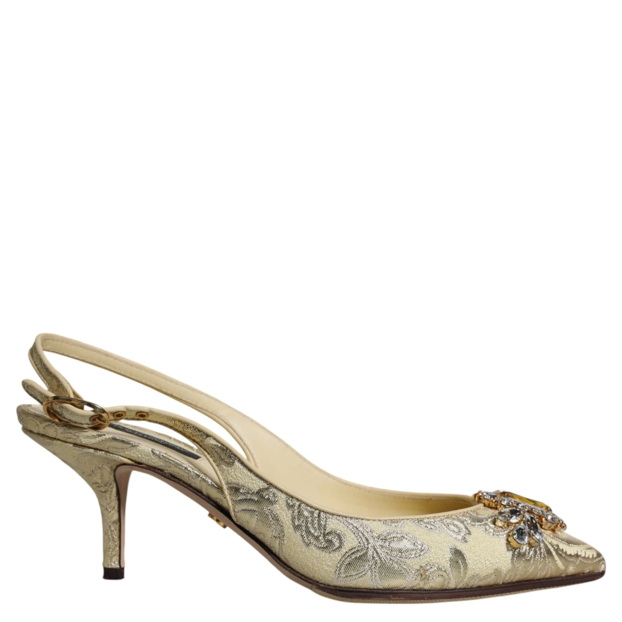 Gold Crystal Pumps Heels Slingbacks Shoes