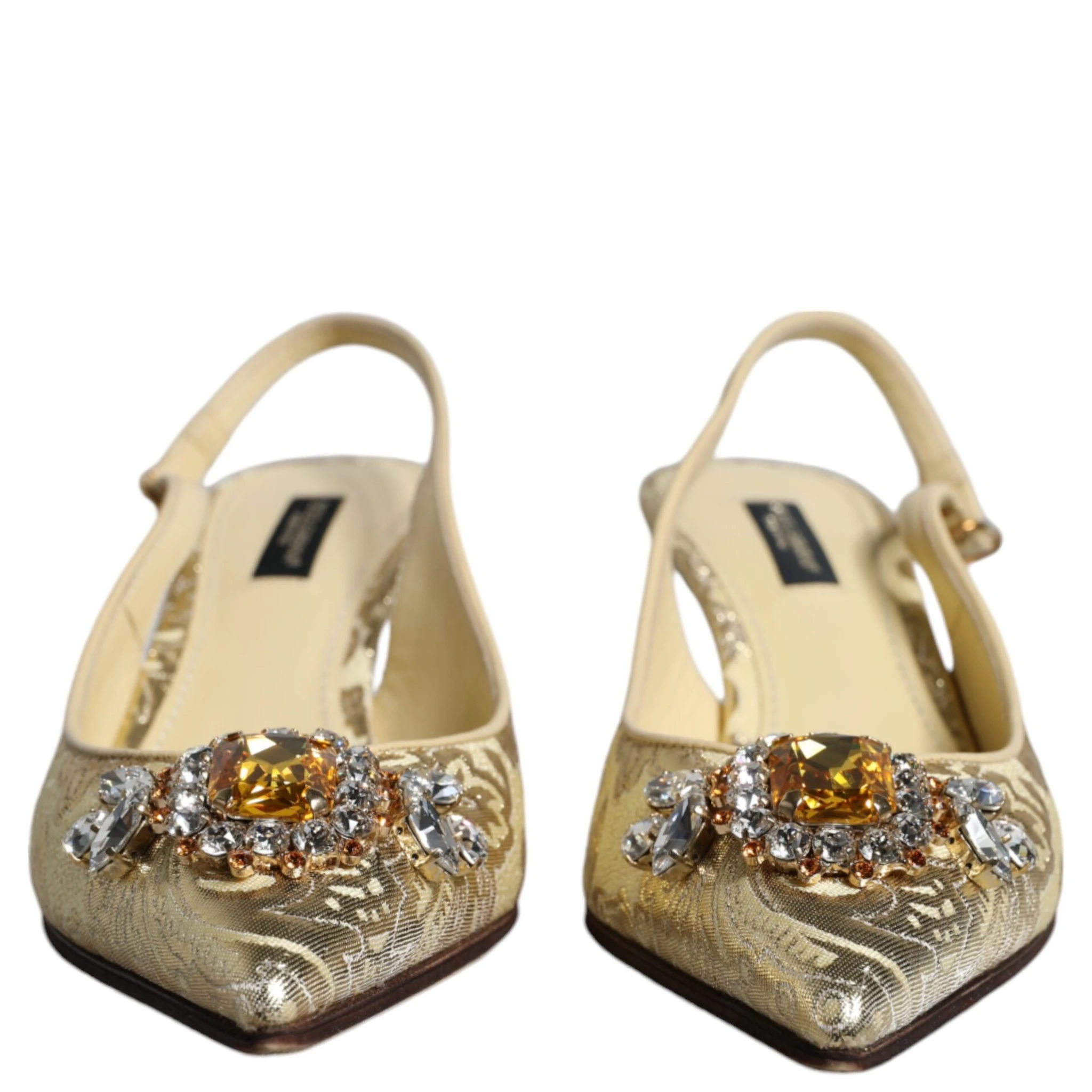 Gold Crystal Pumps Heels Slingbacks Shoes