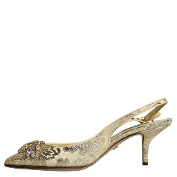 Gold Crystal Pumps Heels Slingbacks Shoes