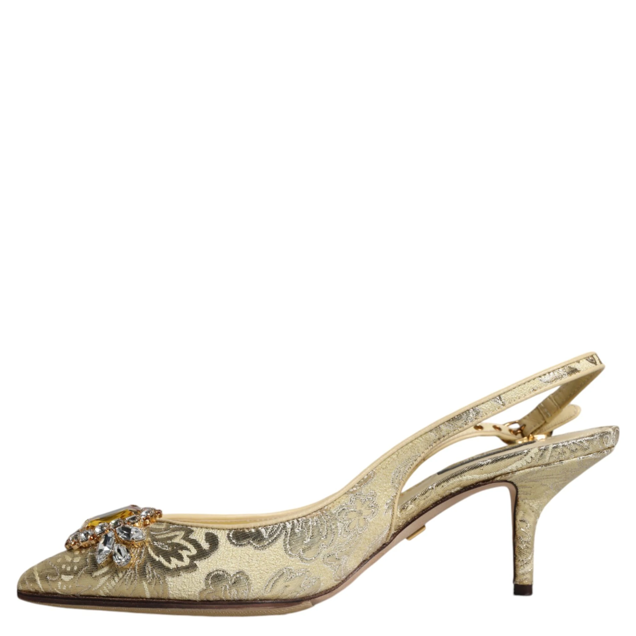 Gold Crystal Pumps Heels Slingbacks Shoes