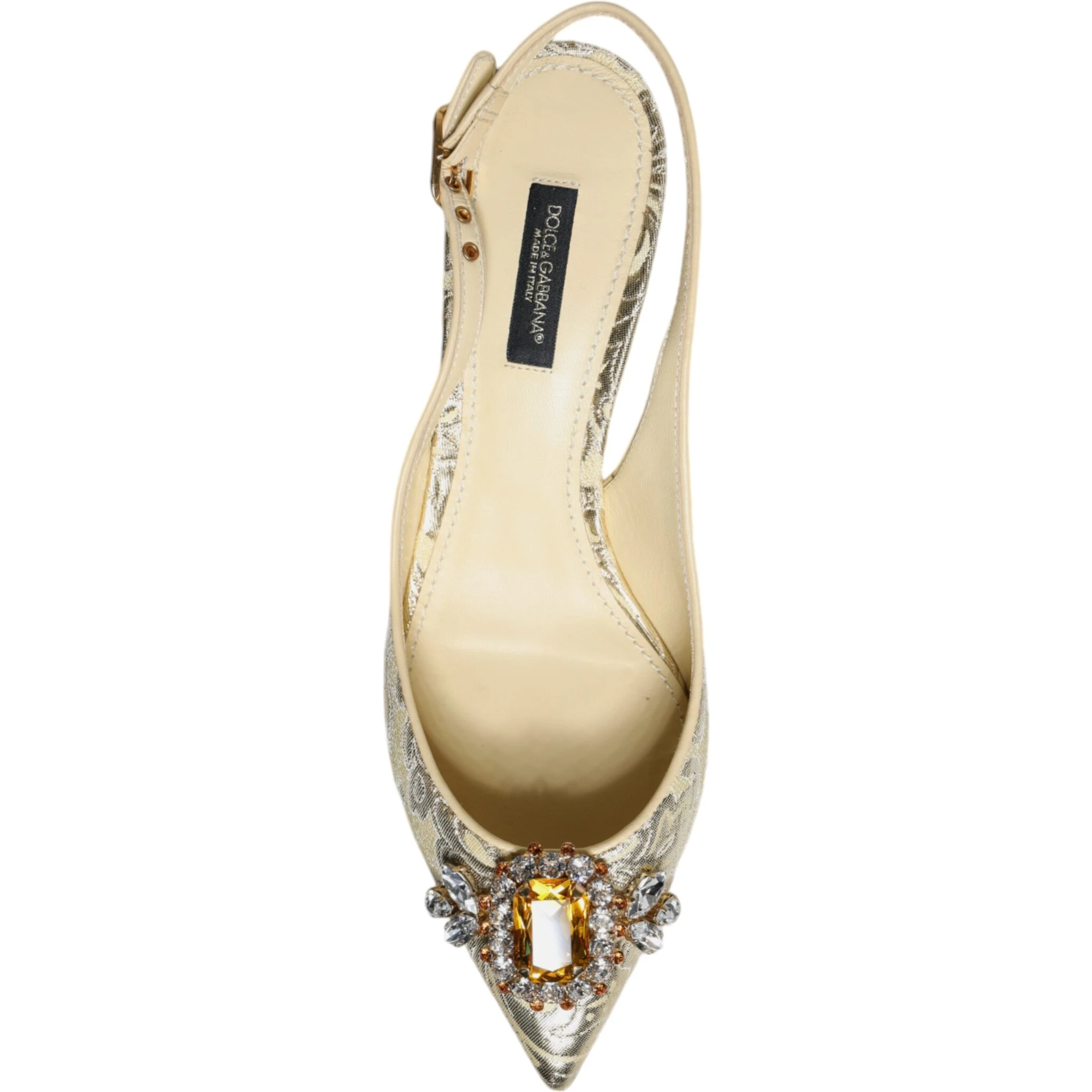 Gold Crystal Pumps Heels Slingbacks Shoes