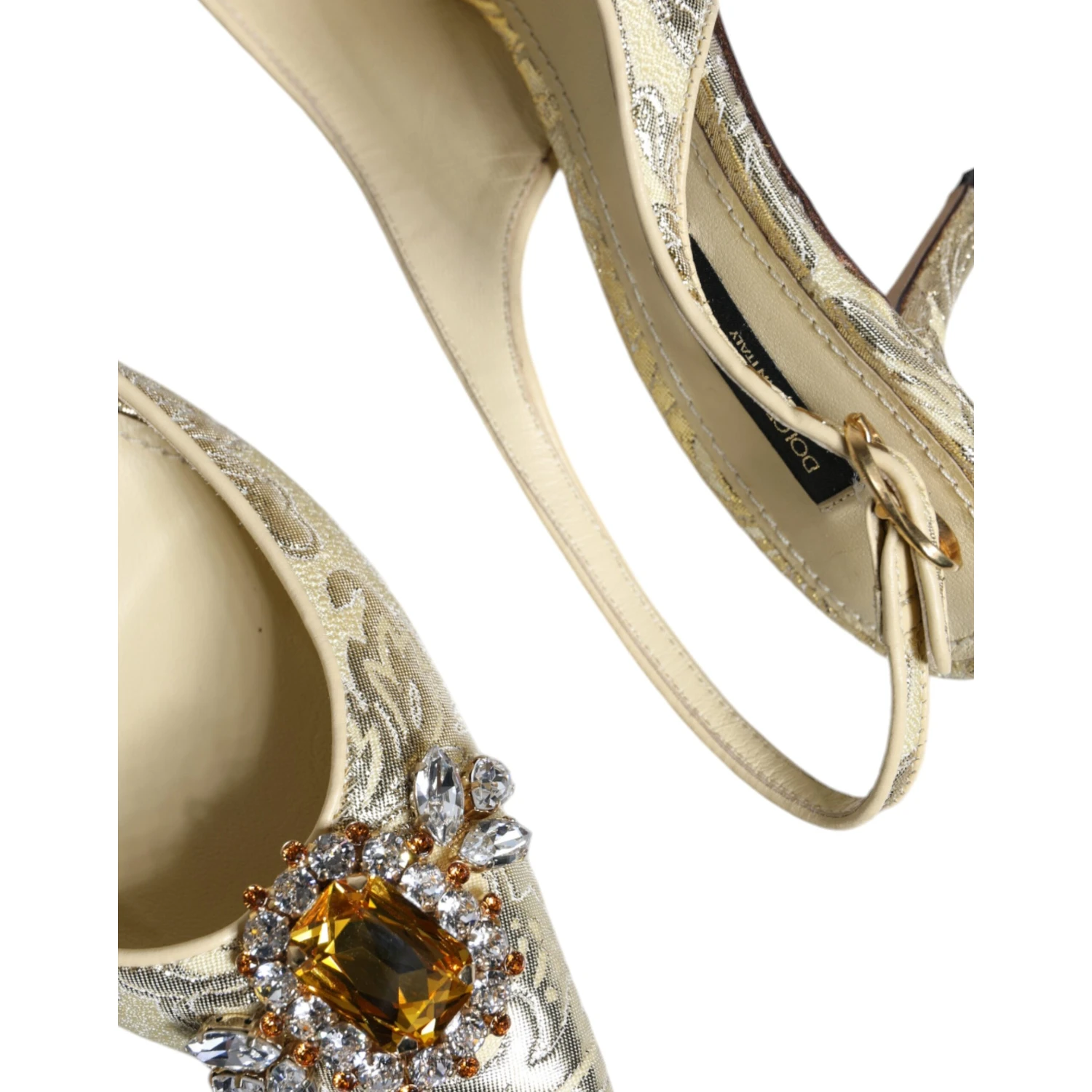 Gold Crystal Pumps Heels Slingbacks Shoes