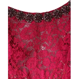 Pink Lace Crystal Sheath Long Gown Dress