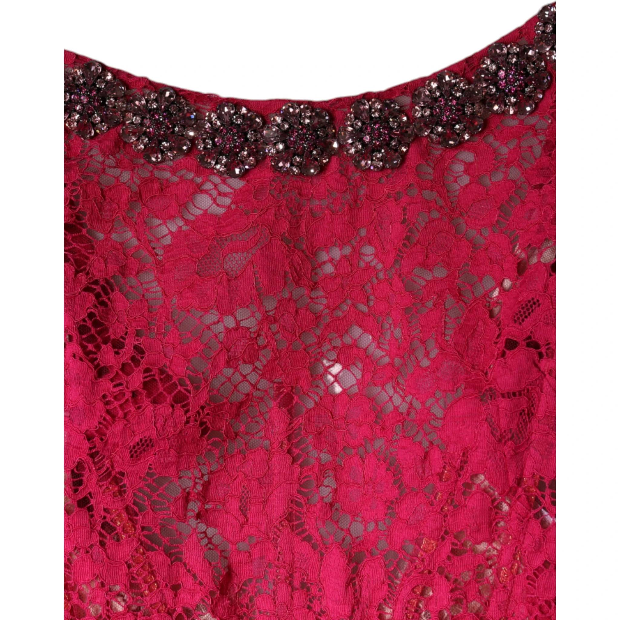 Pink Lace Crystal Sheath Long Gown Dress