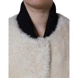 White WARRENFORD Shearling Leather Vest Coat Jacket