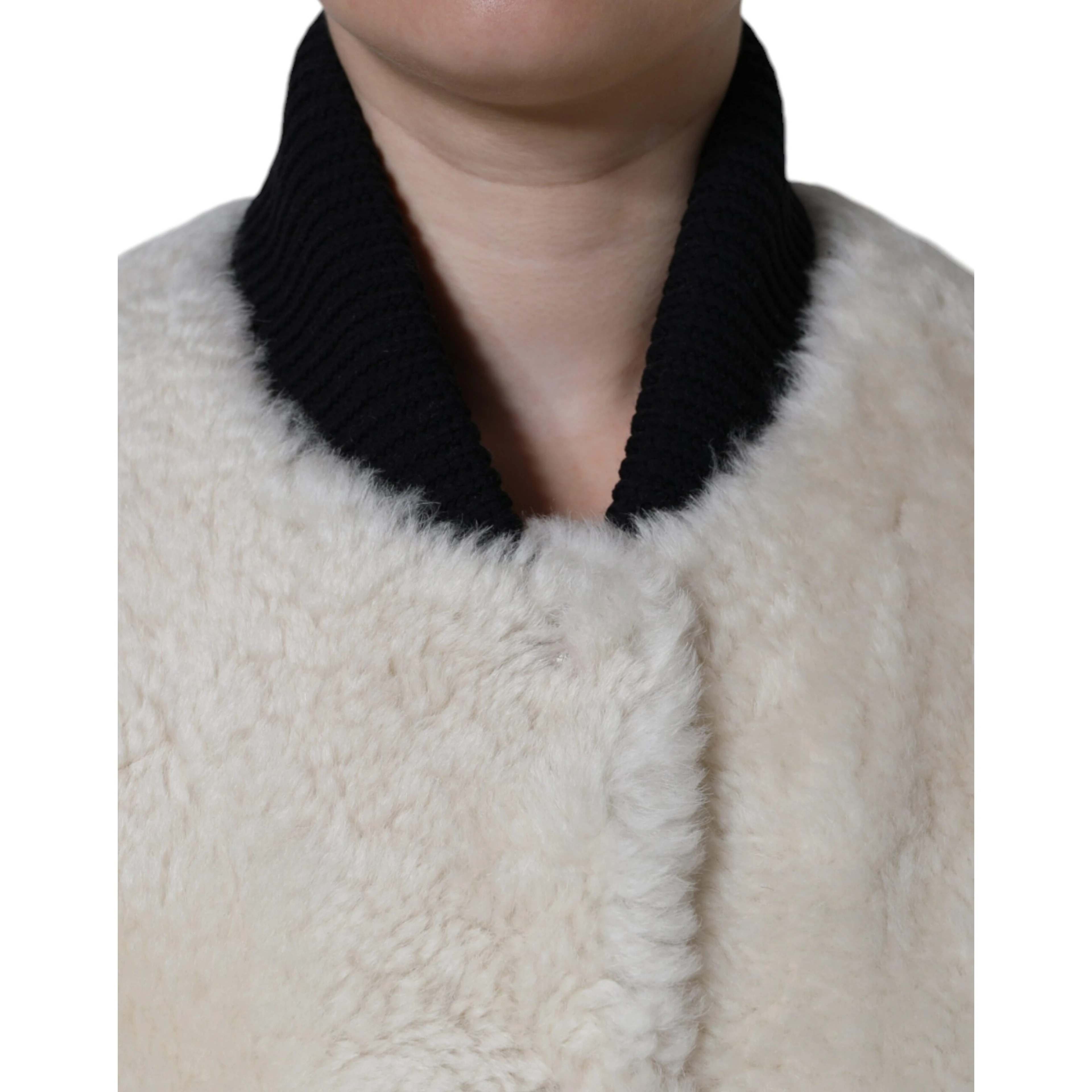 White WARRENFORD Shearling Leather Vest Coat Jacket
