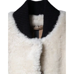 White WARRENFORD Shearling Leather Vest Coat Jacket