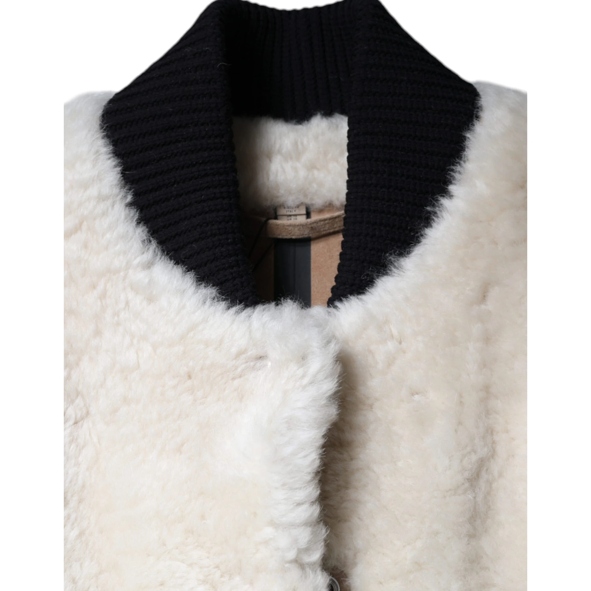 White WARRENFORD Shearling Leather Vest Coat Jacket
