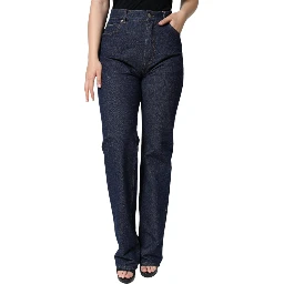 Dark Blue Cotton Stretch Straight Denim Jeans