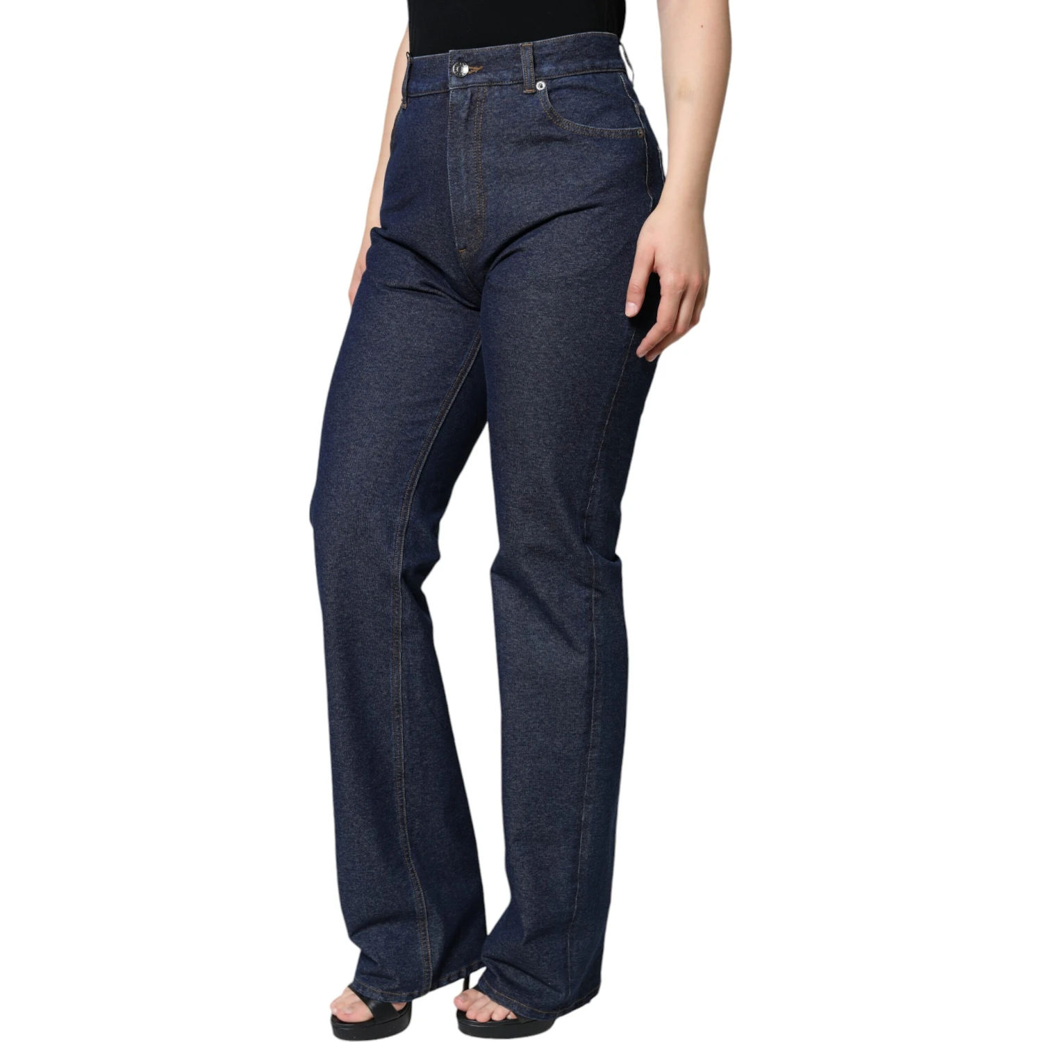 Dark Blue Cotton Stretch Straight Denim Jeans