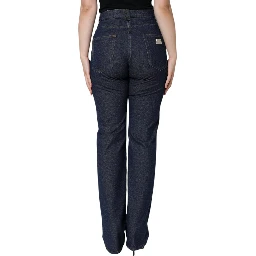 Dark Blue Cotton Stretch Straight Denim Jeans