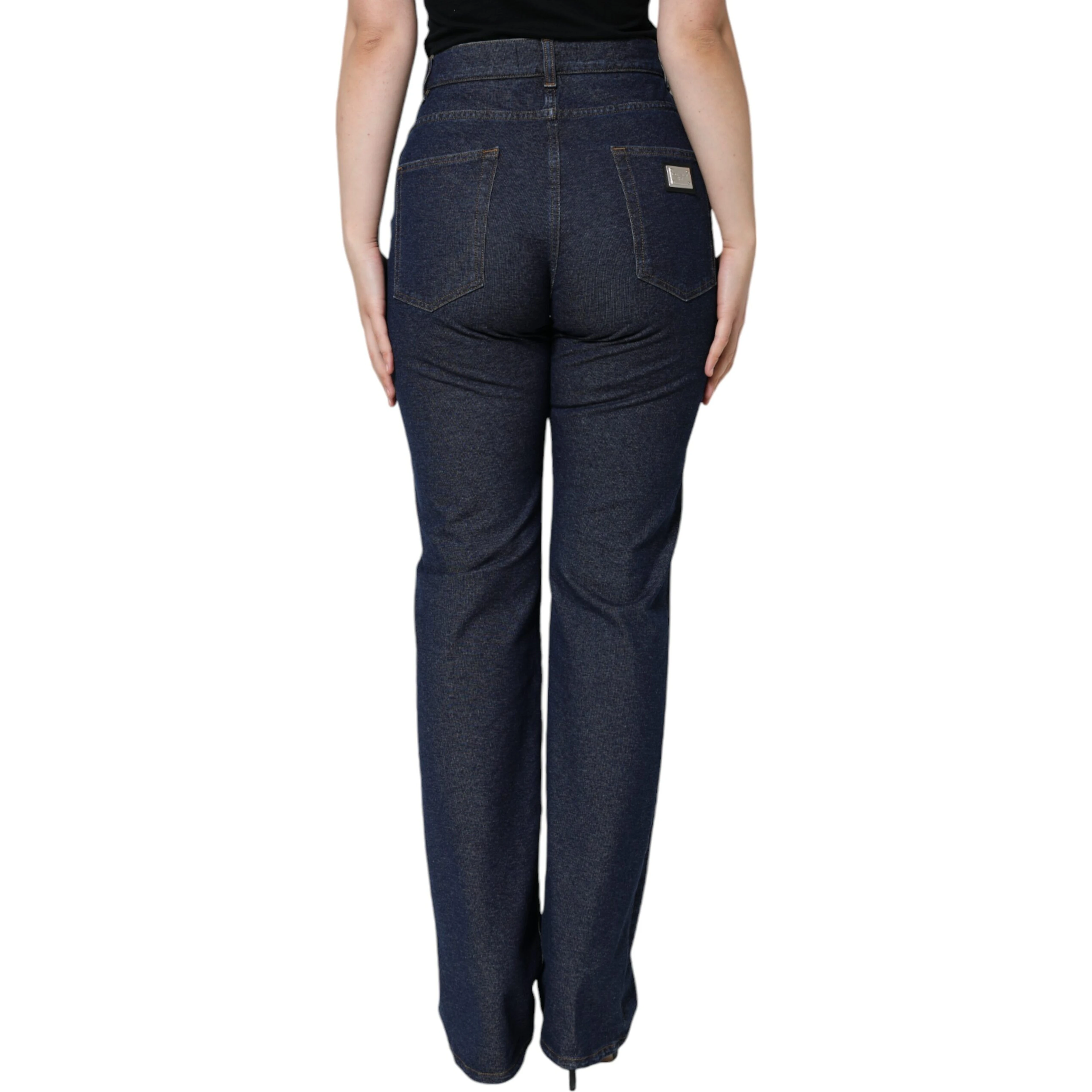 Dark Blue Cotton Stretch Straight Denim Jeans