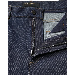 Dark Blue Cotton Stretch Straight Denim Jeans
