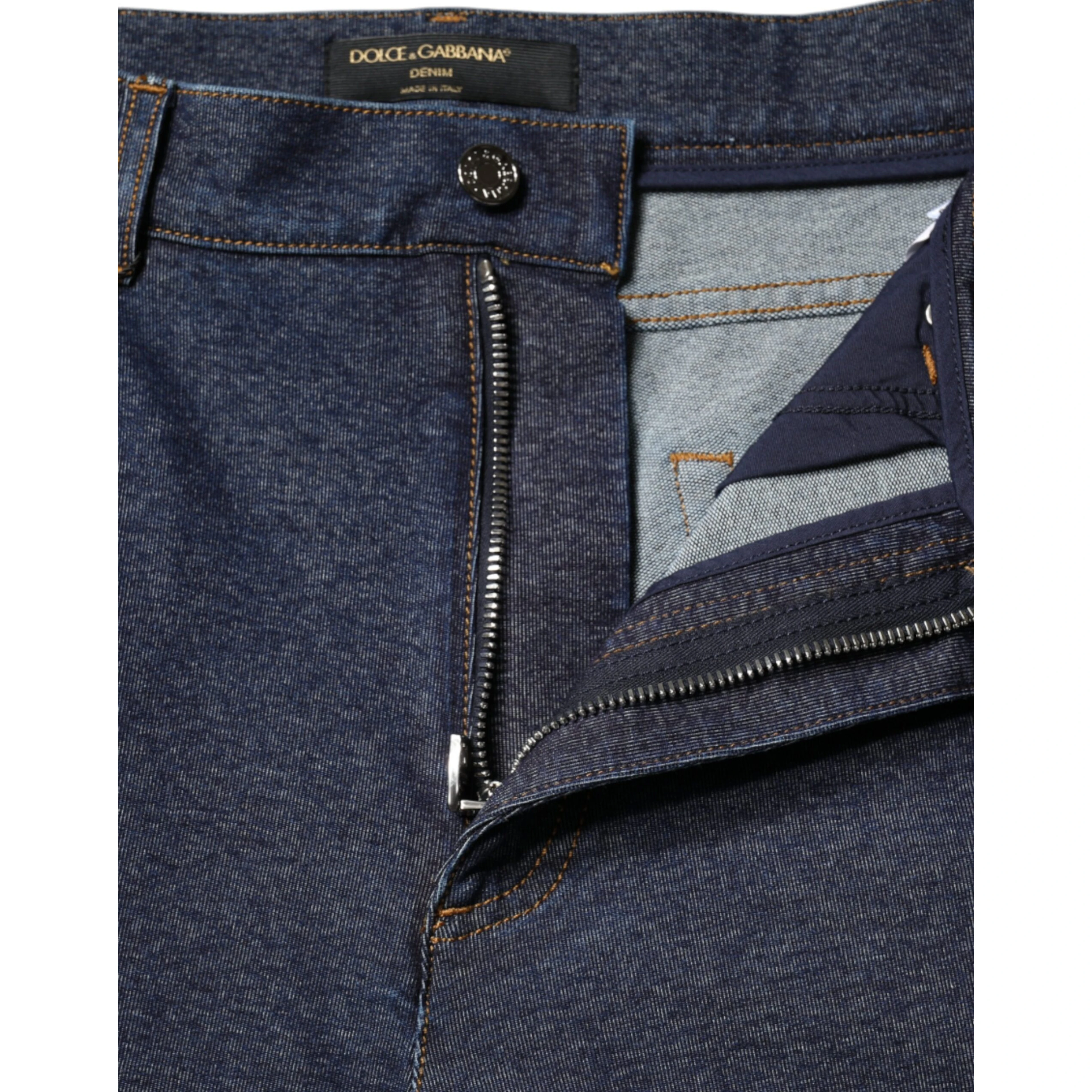 Dark Blue Cotton Stretch Straight Denim Jeans