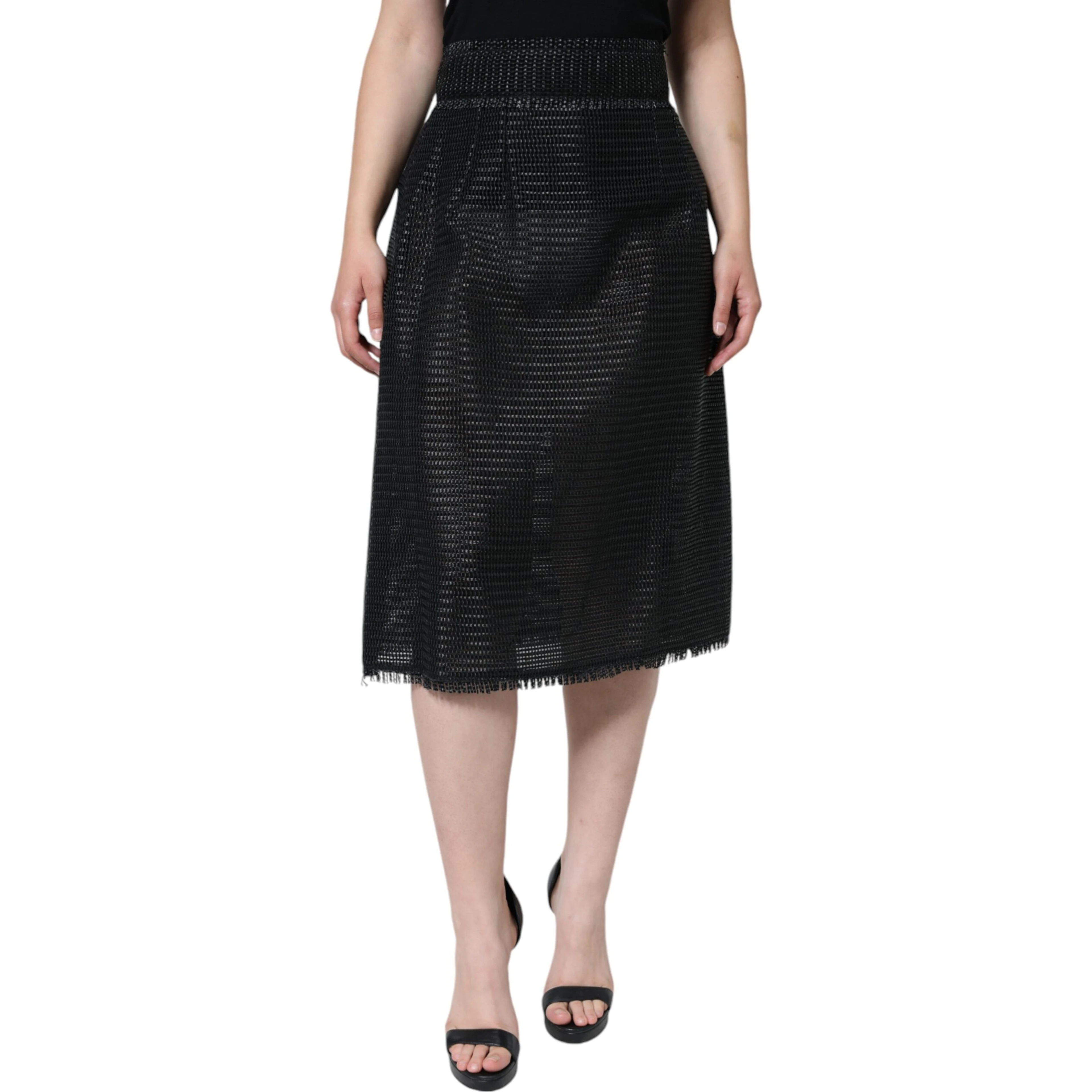Black Viscose High Waist Pencil Cut Skirt