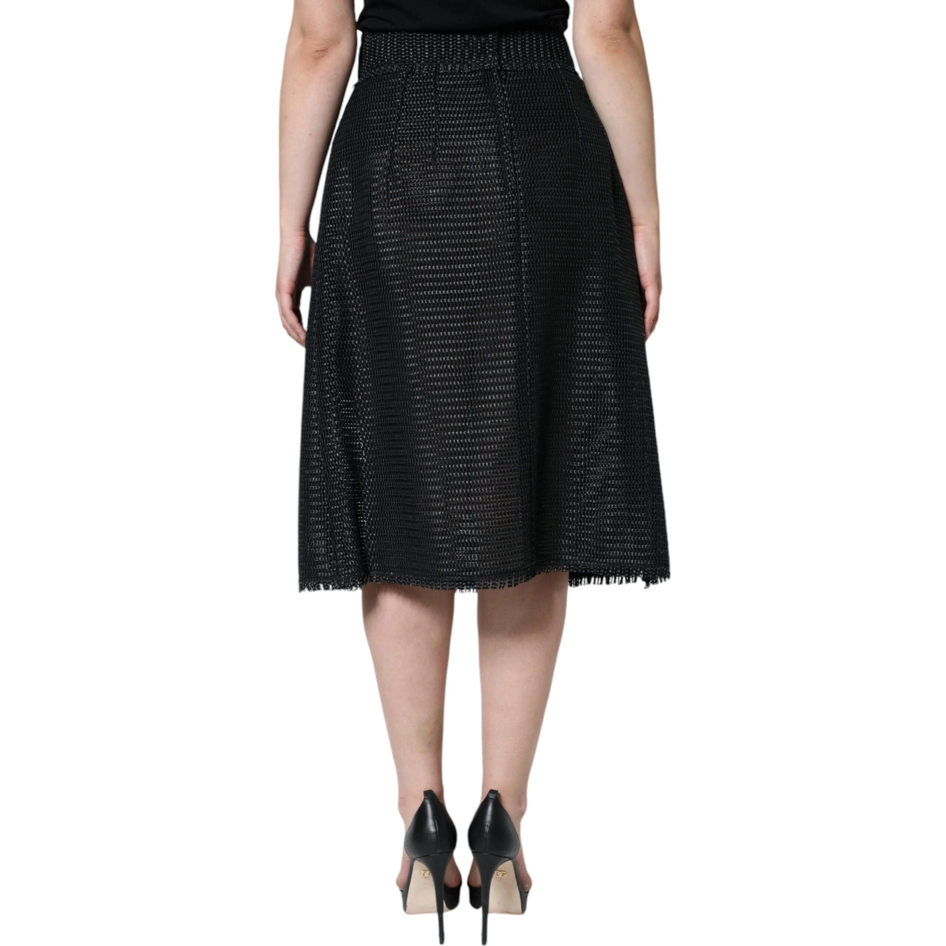 Black Viscose High Waist Pencil Cut Skirt