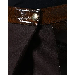 Brown Virgin Wool Mid Waist A-line Mini Skirt