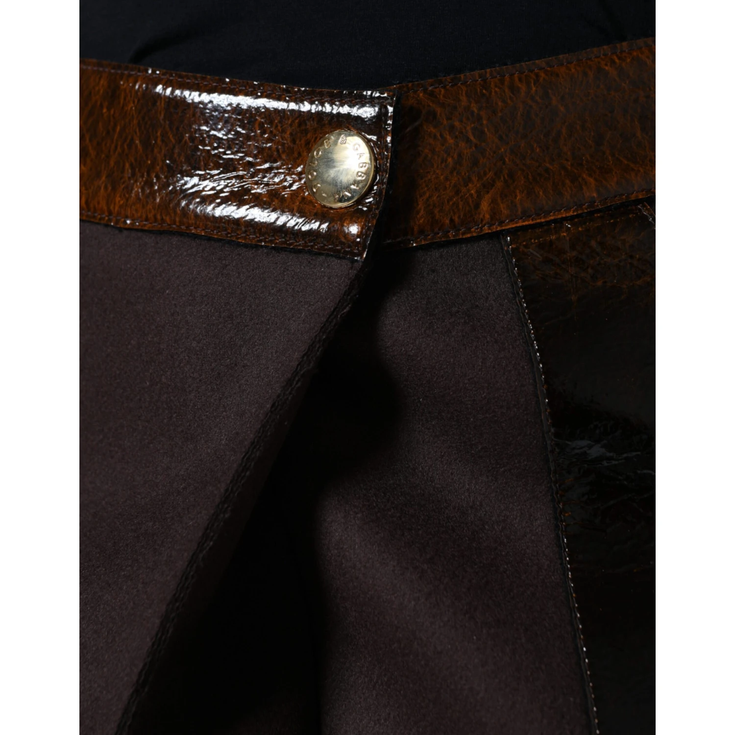 Brown Virgin Wool Mid Waist A-line Mini Skirt