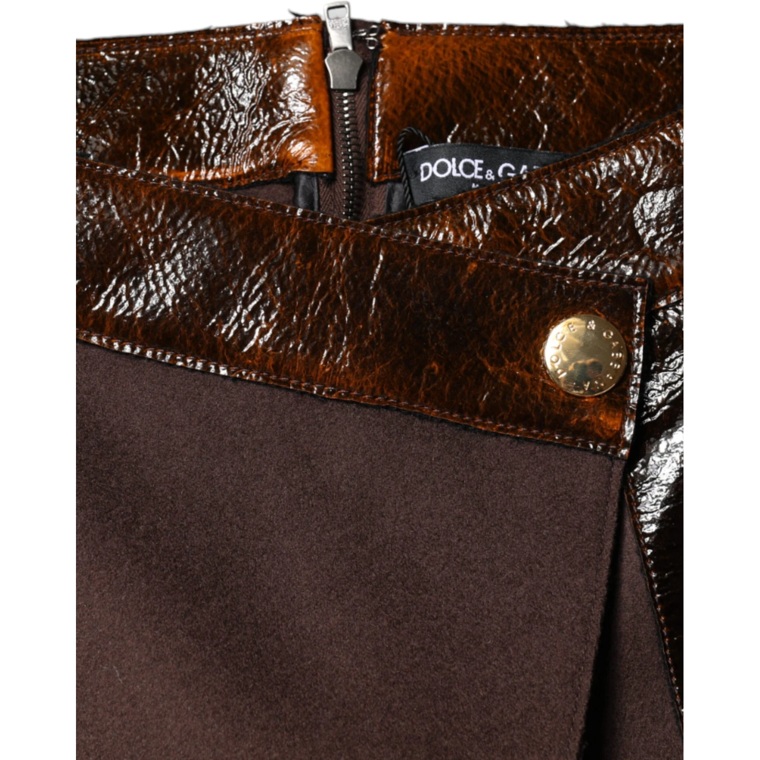 Brown Virgin Wool Mid Waist A-line Mini Skirt