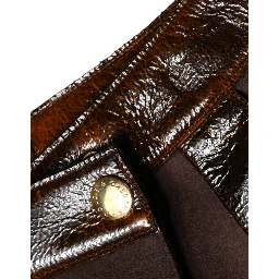 Brown Virgin Wool Mid Waist A-line Mini Skirt