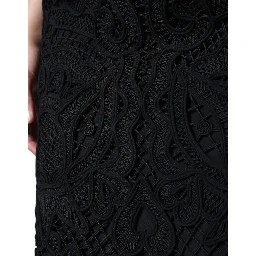 Black Floral Lace HighWaist Pencil Cut Skirt