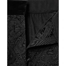 Black Floral Lace HighWaist Pencil Cut Skirt