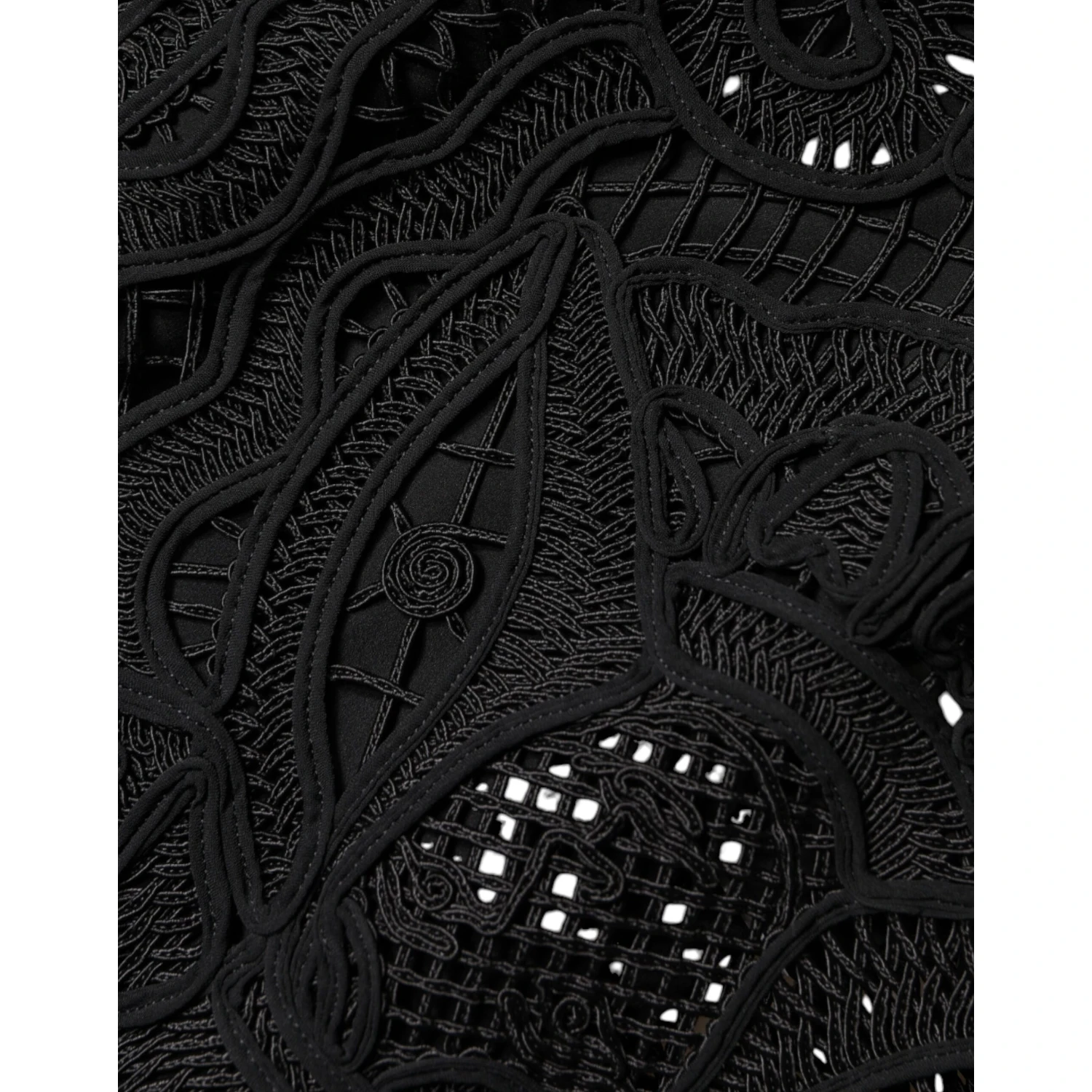 Black Floral Lace HighWaist Pencil Cut Skirt