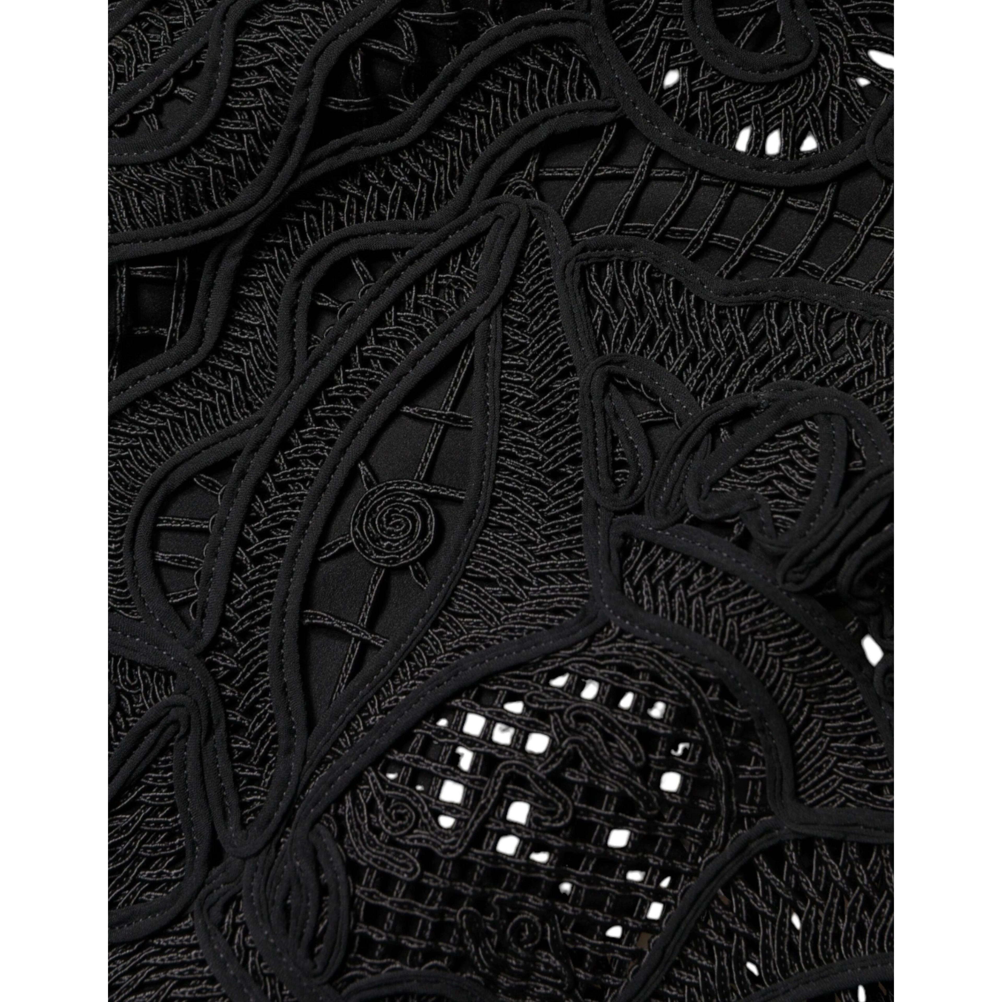 Black Floral Lace HighWaist Pencil Cut Skirt