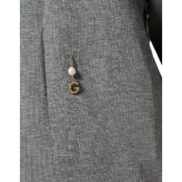 Gray Cotton Blend Embellished Tee T-shirt