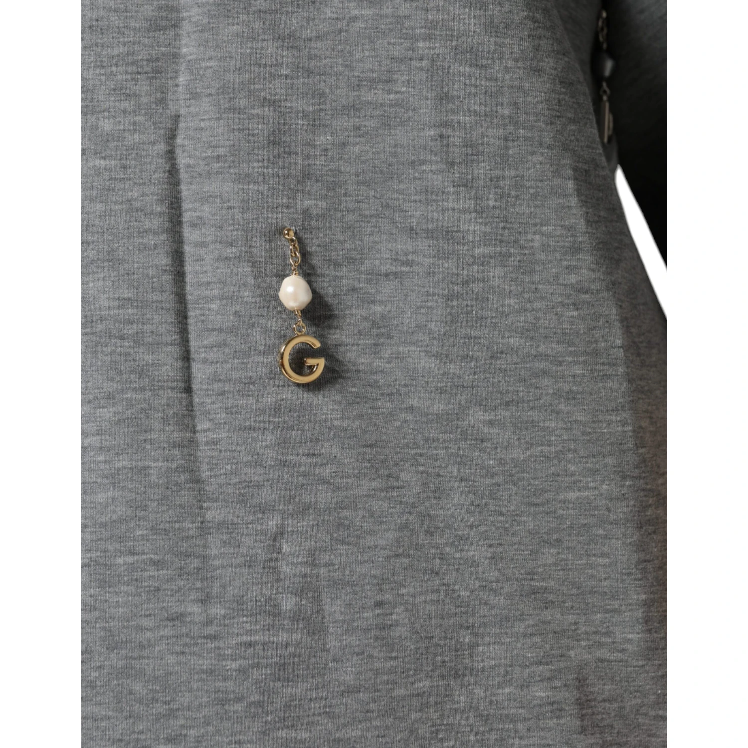 Gray Cotton Blend Embellished Tee T-shirt