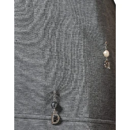 Gray Cotton Blend Embellished Tee T-shirt