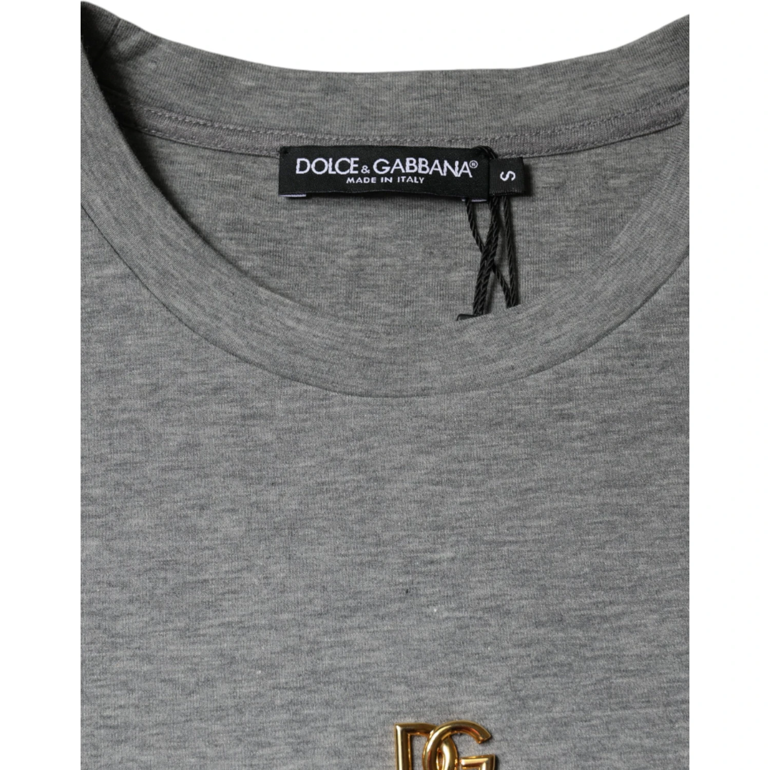Gray Cotton Blend Embellished Tee T-shirt
