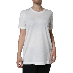 White Cotton Crew Neck Short Sleeve T-shirt