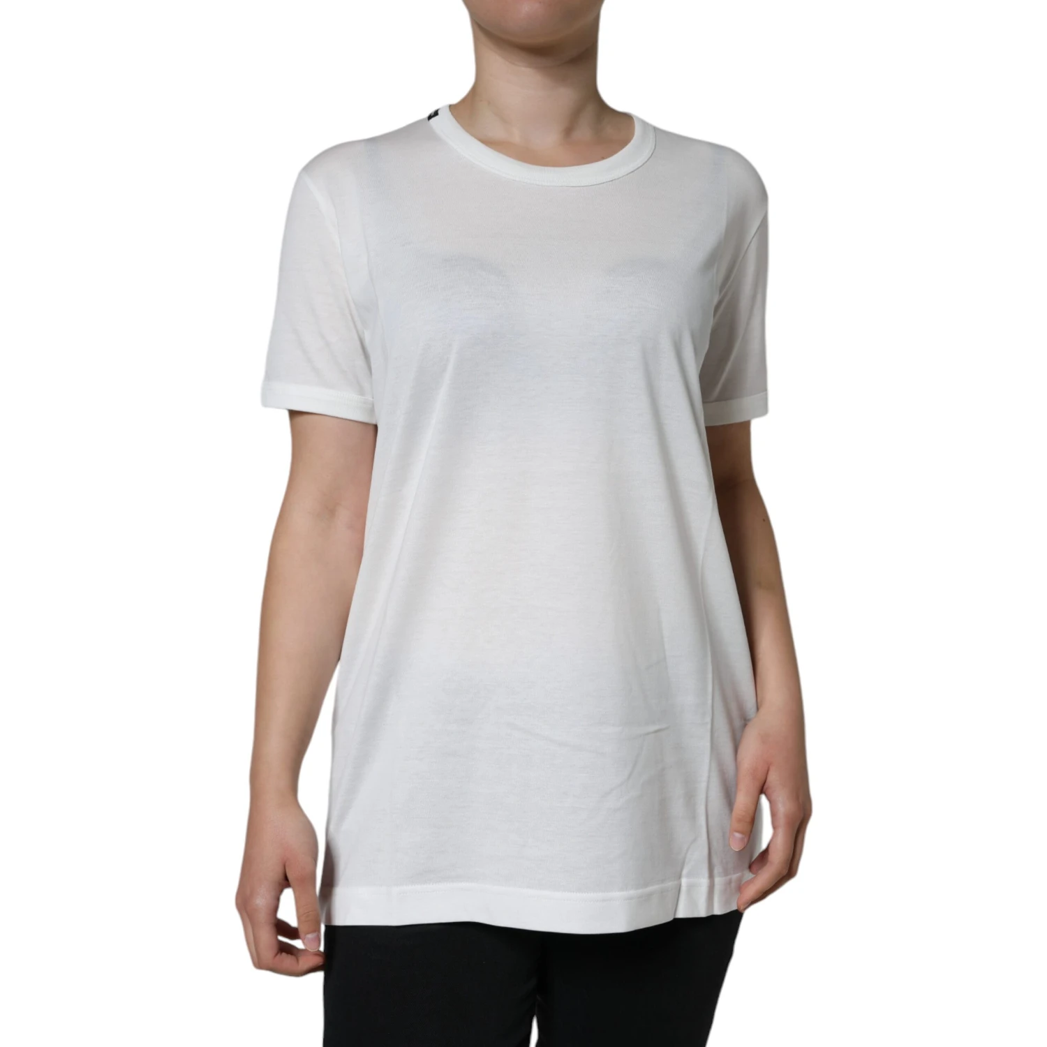 White Cotton Crew Neck Short Sleeve T-shirt