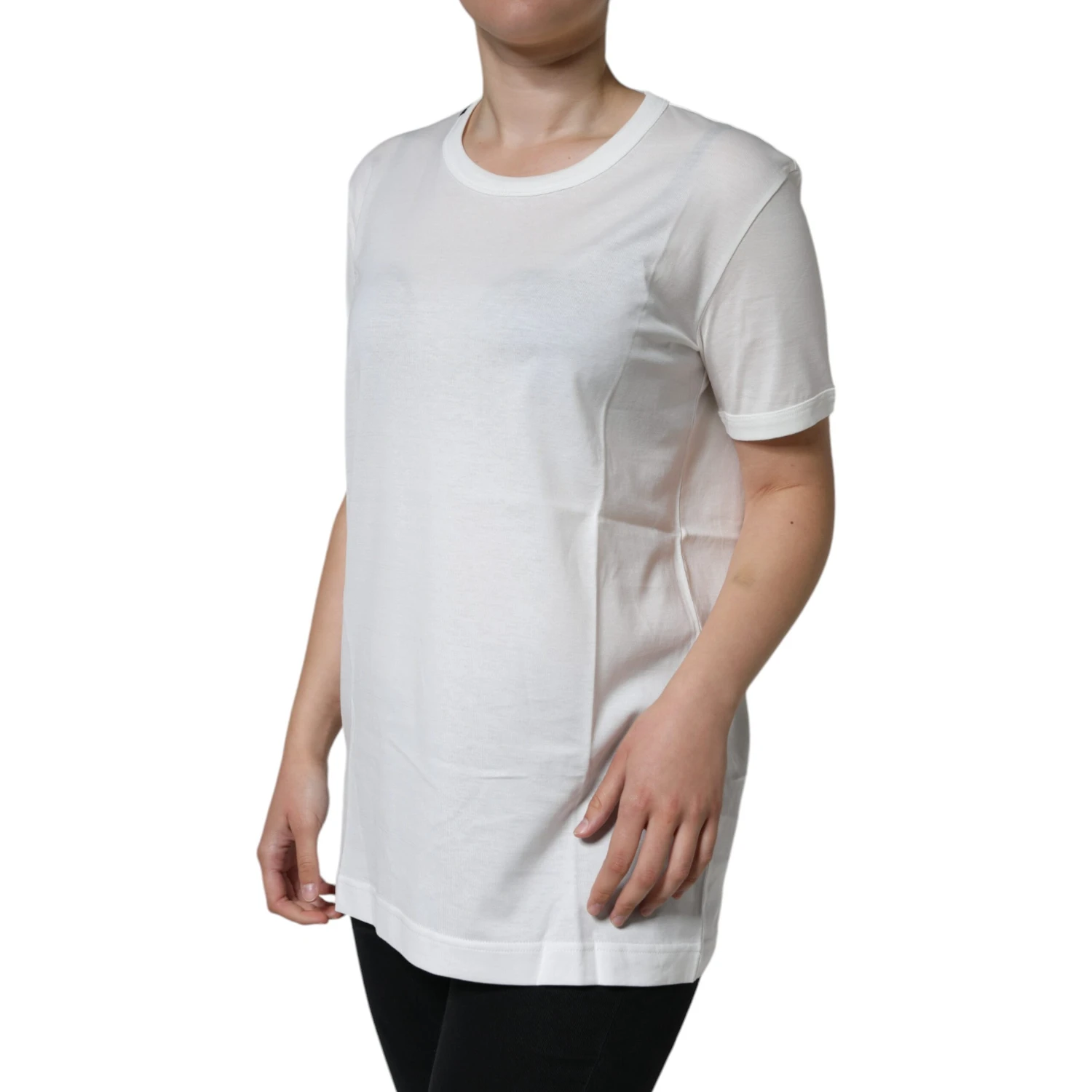 White Cotton Crew Neck Short Sleeve T-shirt