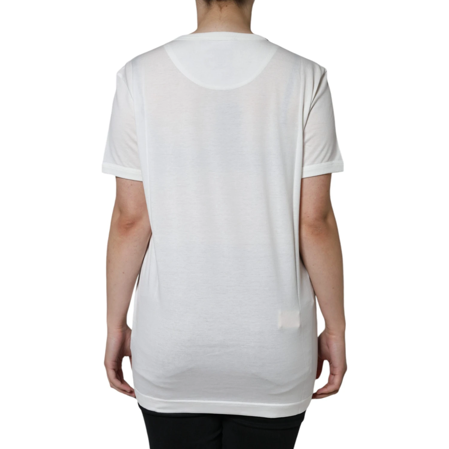 White Cotton Crew Neck Short Sleeve T-shirt