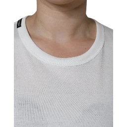 White Cotton Crew Neck Short Sleeve T-shirt
