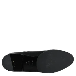 Black Leather Logo Mid Calf Boots Shoes