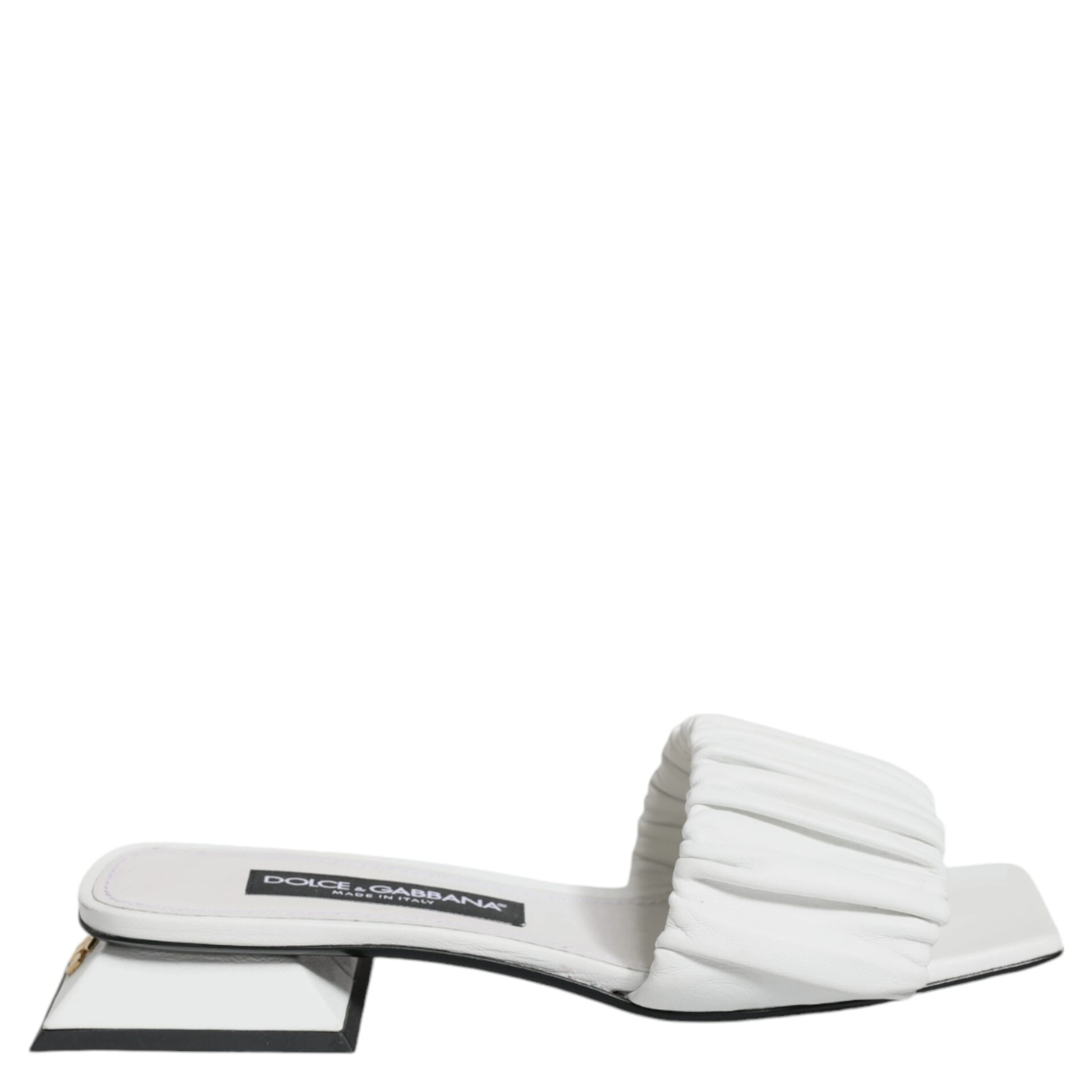 White Leather Slides Flats Sandals Shoes