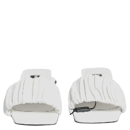 White Leather Slides Flats Sandals Shoes