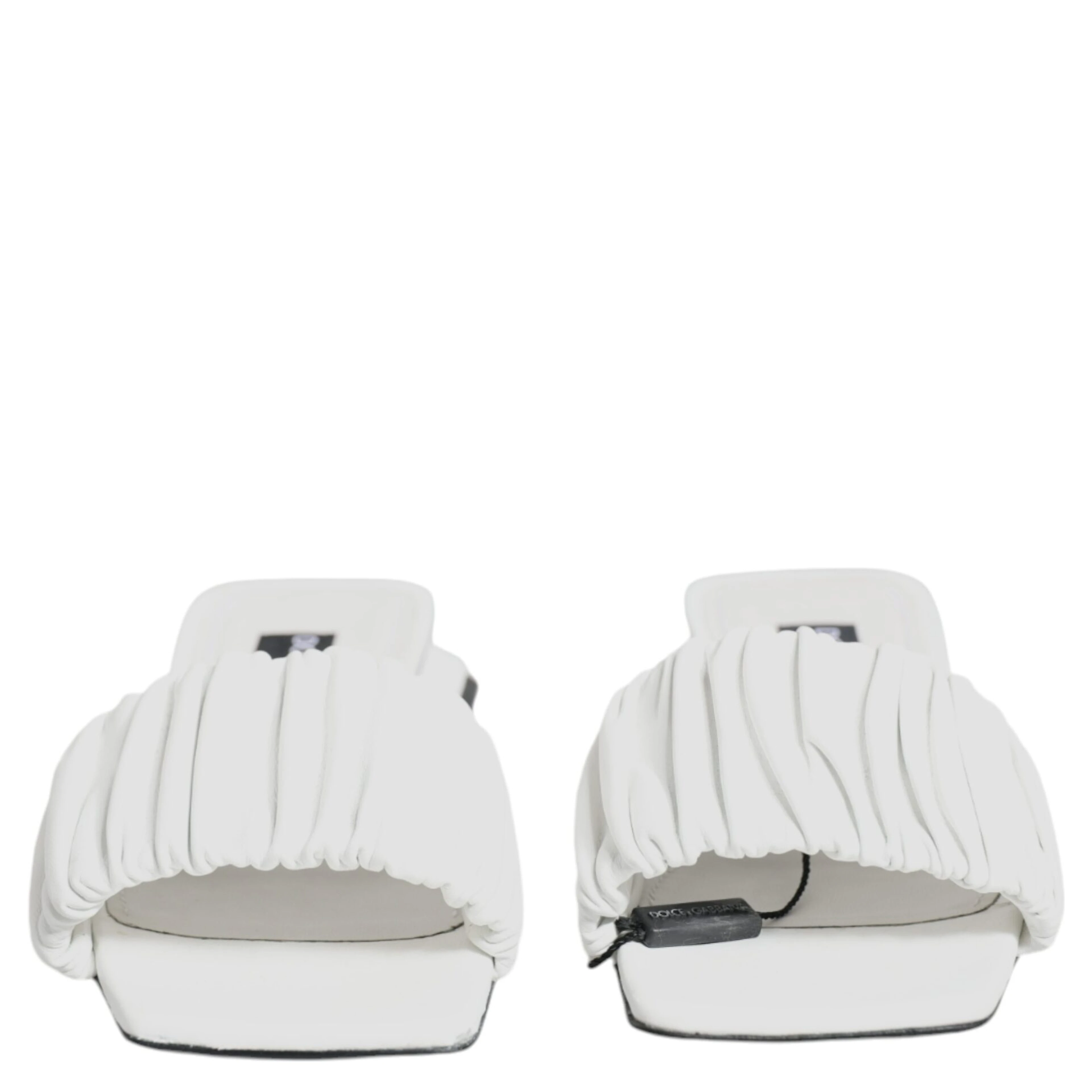White Leather Slides Flats Sandals Shoes
