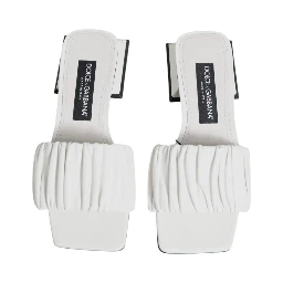 White Leather Slides Flats Sandals Shoes