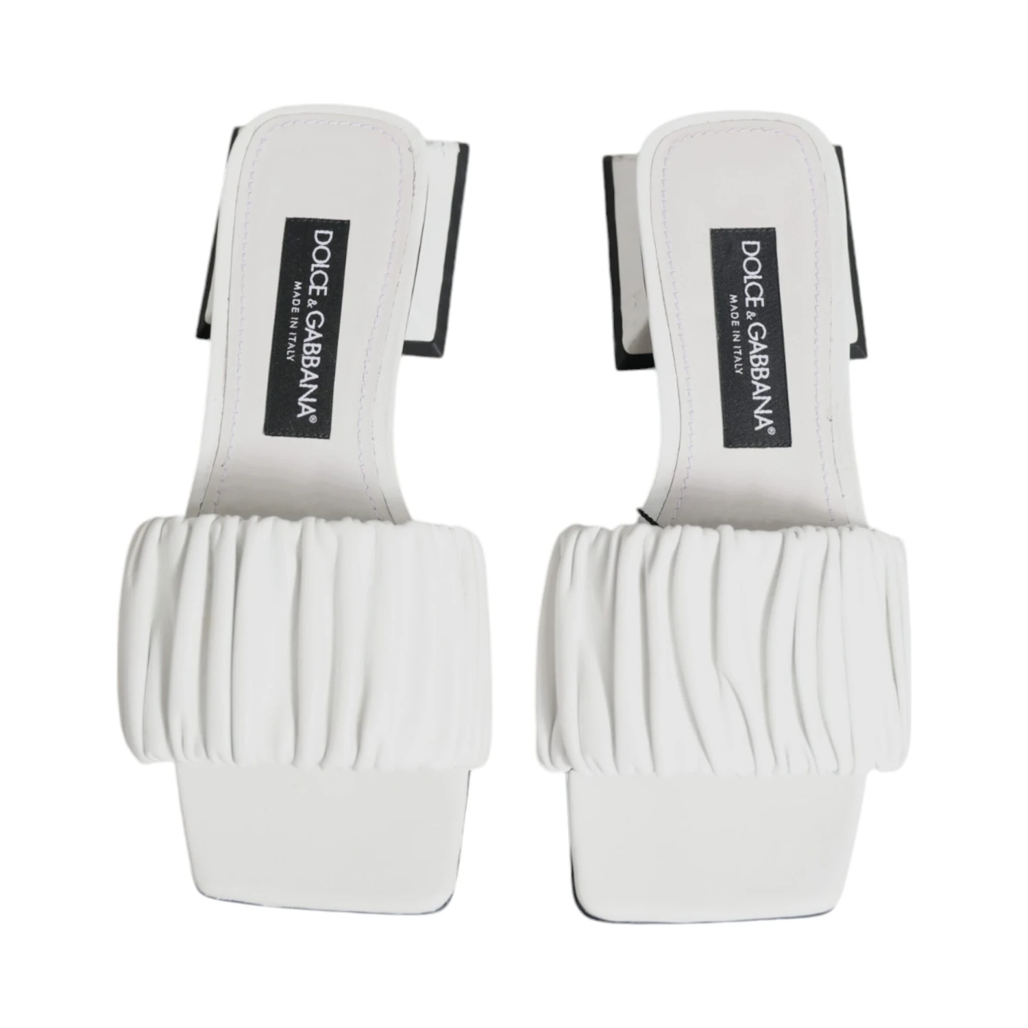White Leather Slides Flats Sandals Shoes
