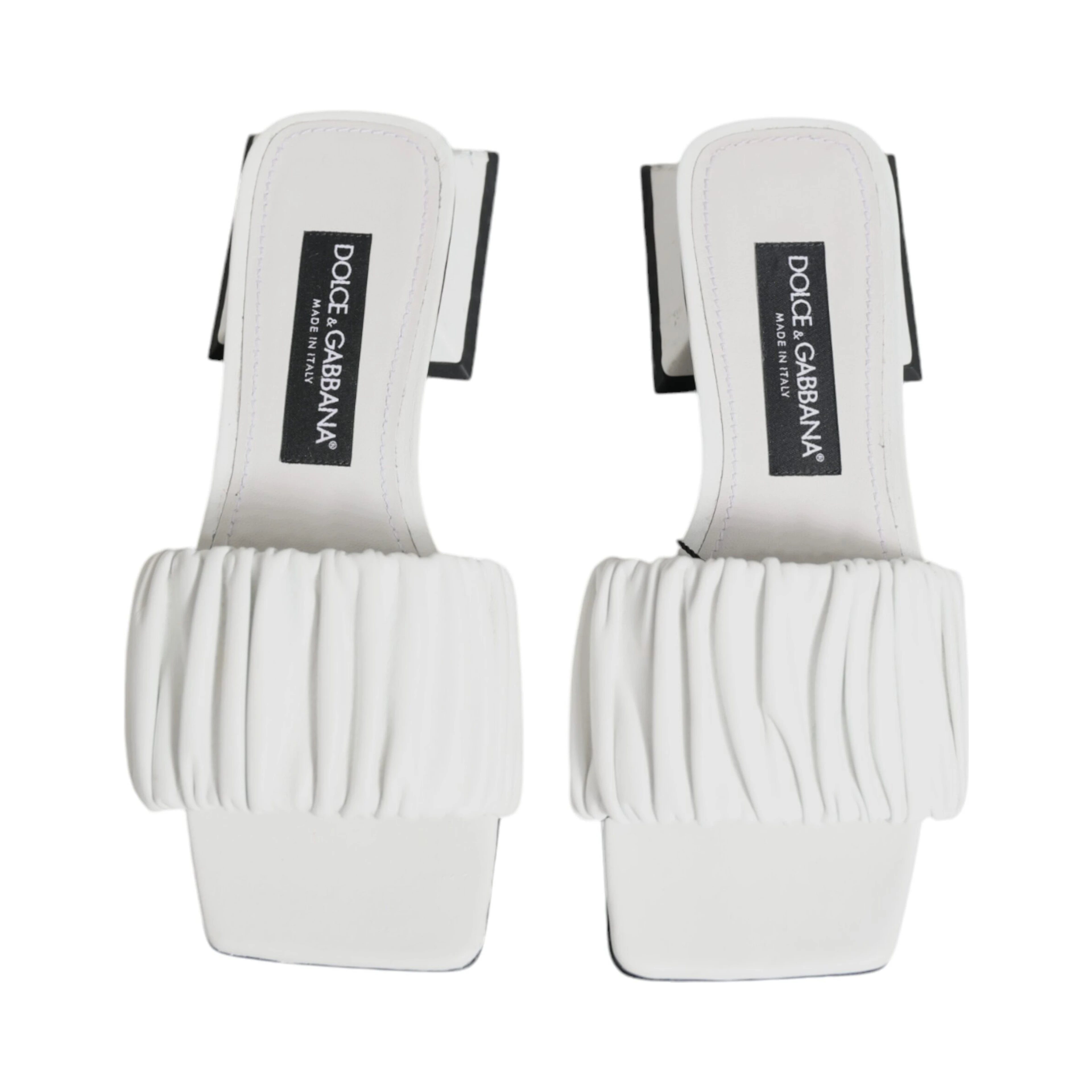 White Leather Slides Flats Sandals Shoes