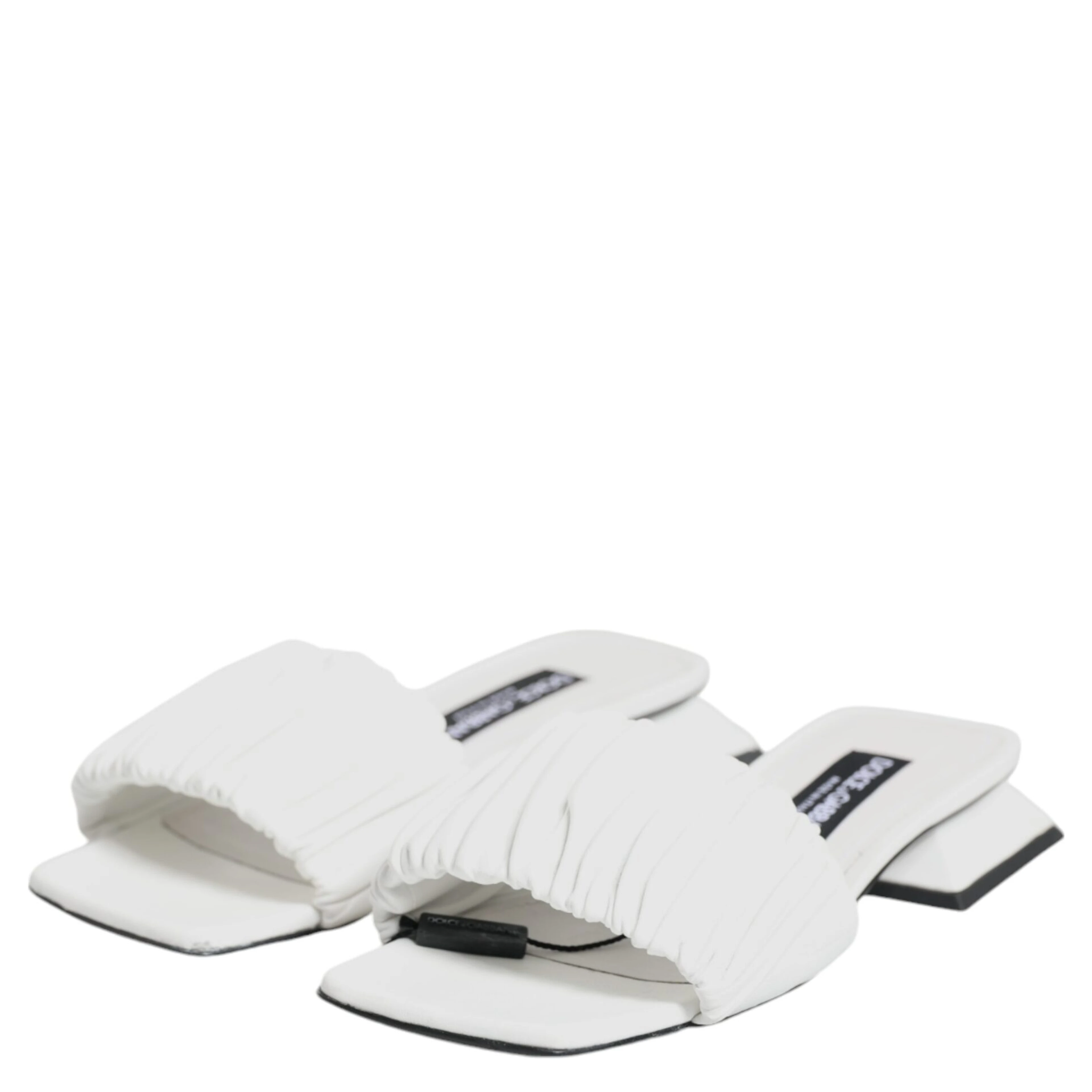 White Leather Slides Flats Sandals Shoes